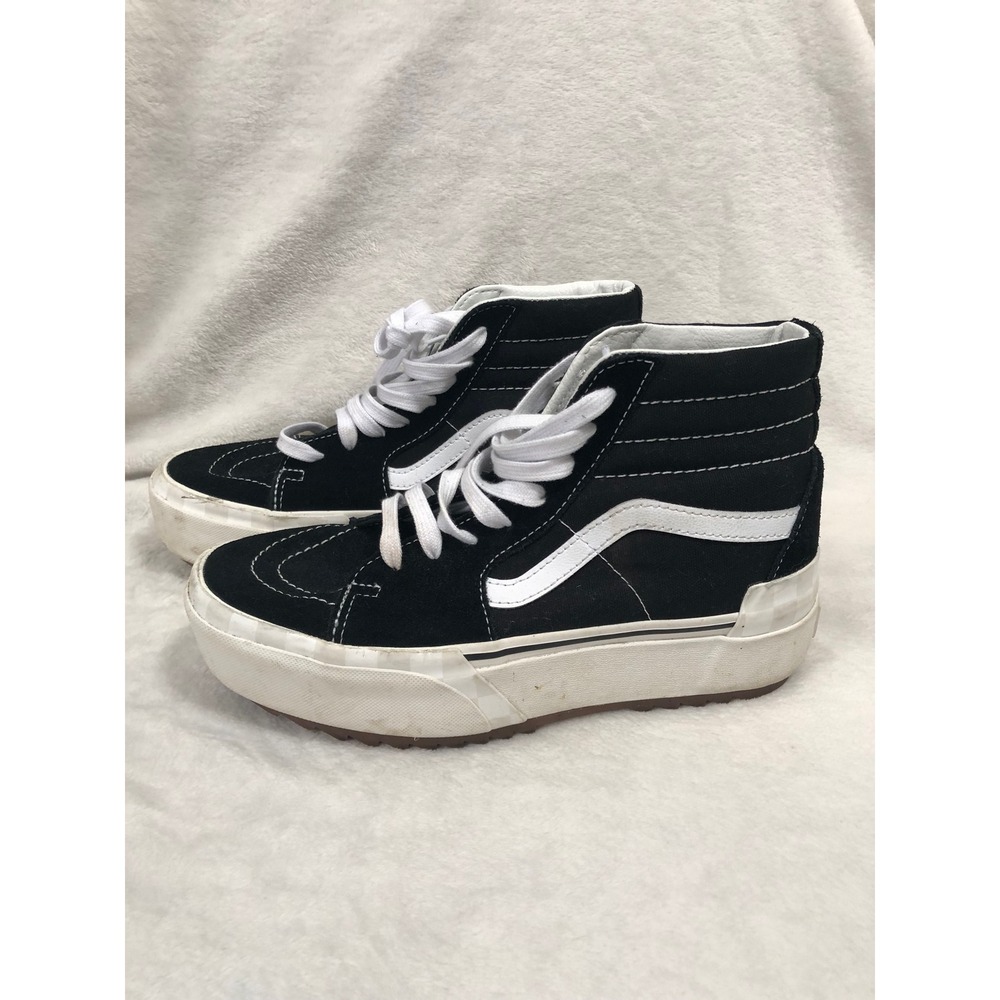 Vans Sk8-Hi Stacked Sneakers Womens 8 Black White Platform High Top Shoes